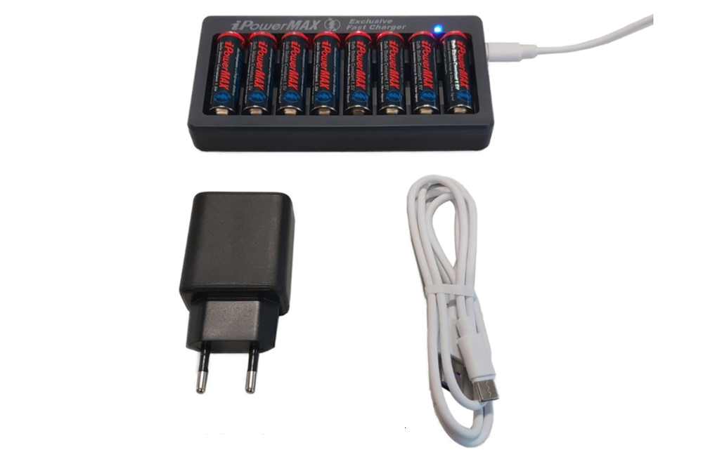 Ipowerus Kit Caricabatterie Usb 8 Batterie Aa 1 5V - 3610mWh - Nagrit Srl
